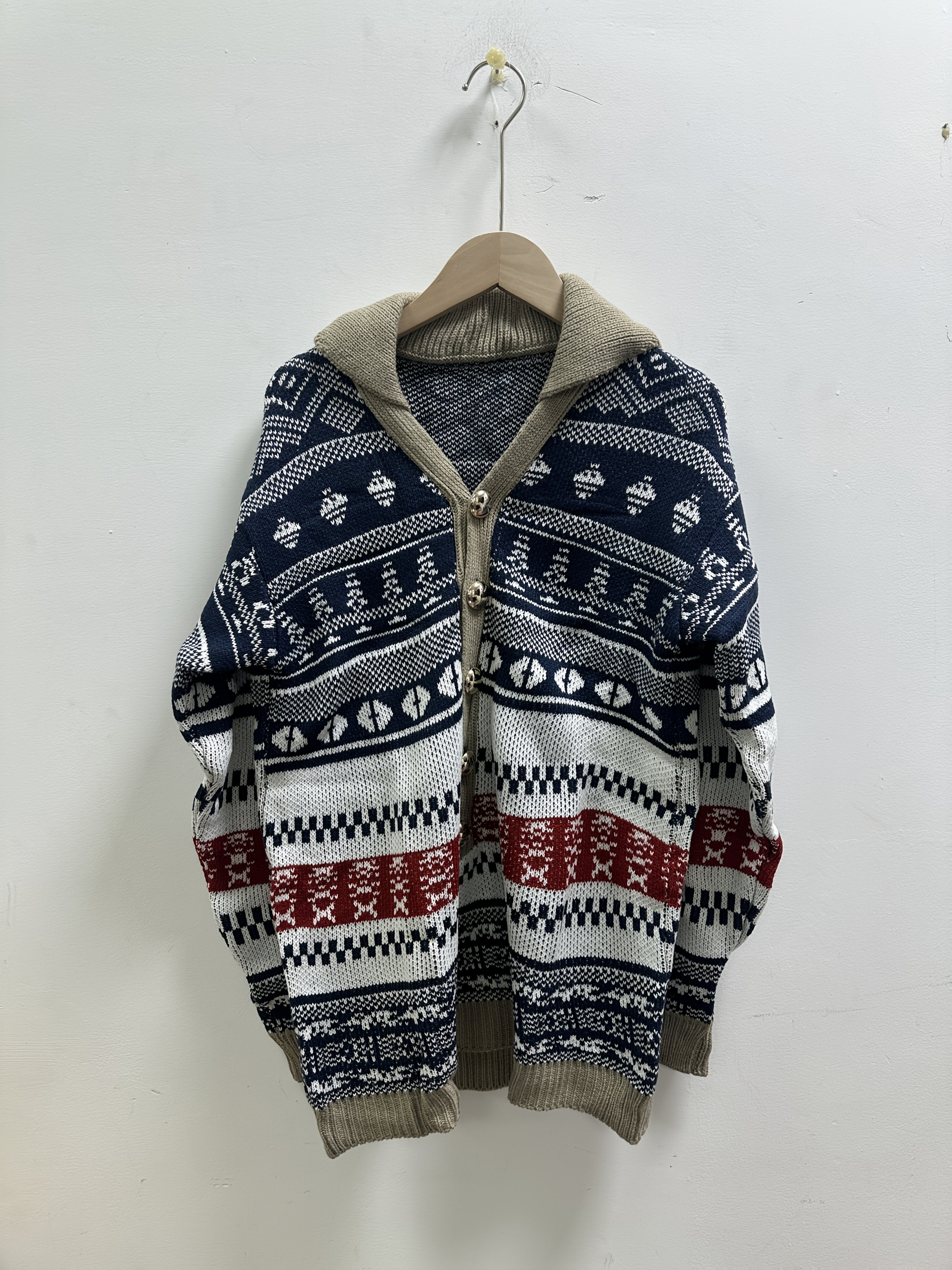 Pull à manches longues décontracté pour homme - Bleu marine avec motif de vacances, coupe ample, col rond, mélange de polyester, vêtements d'automne et d'hiver, pull de vacances | Cardigan à motif | Mélange de polyester, tricot