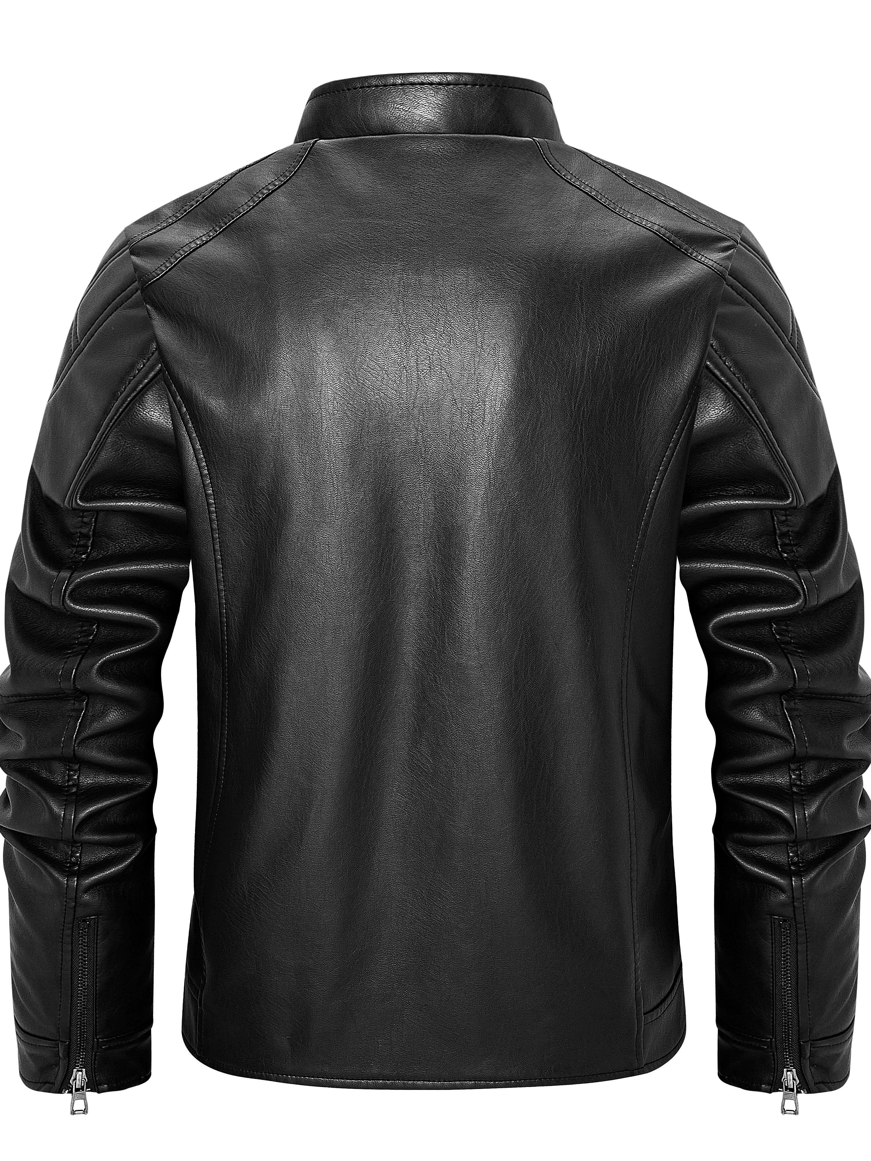 Men's casual PU Leather jacket, autumn and winter fashionable zipper velvet lining motorcycle suit with velvet jacket
