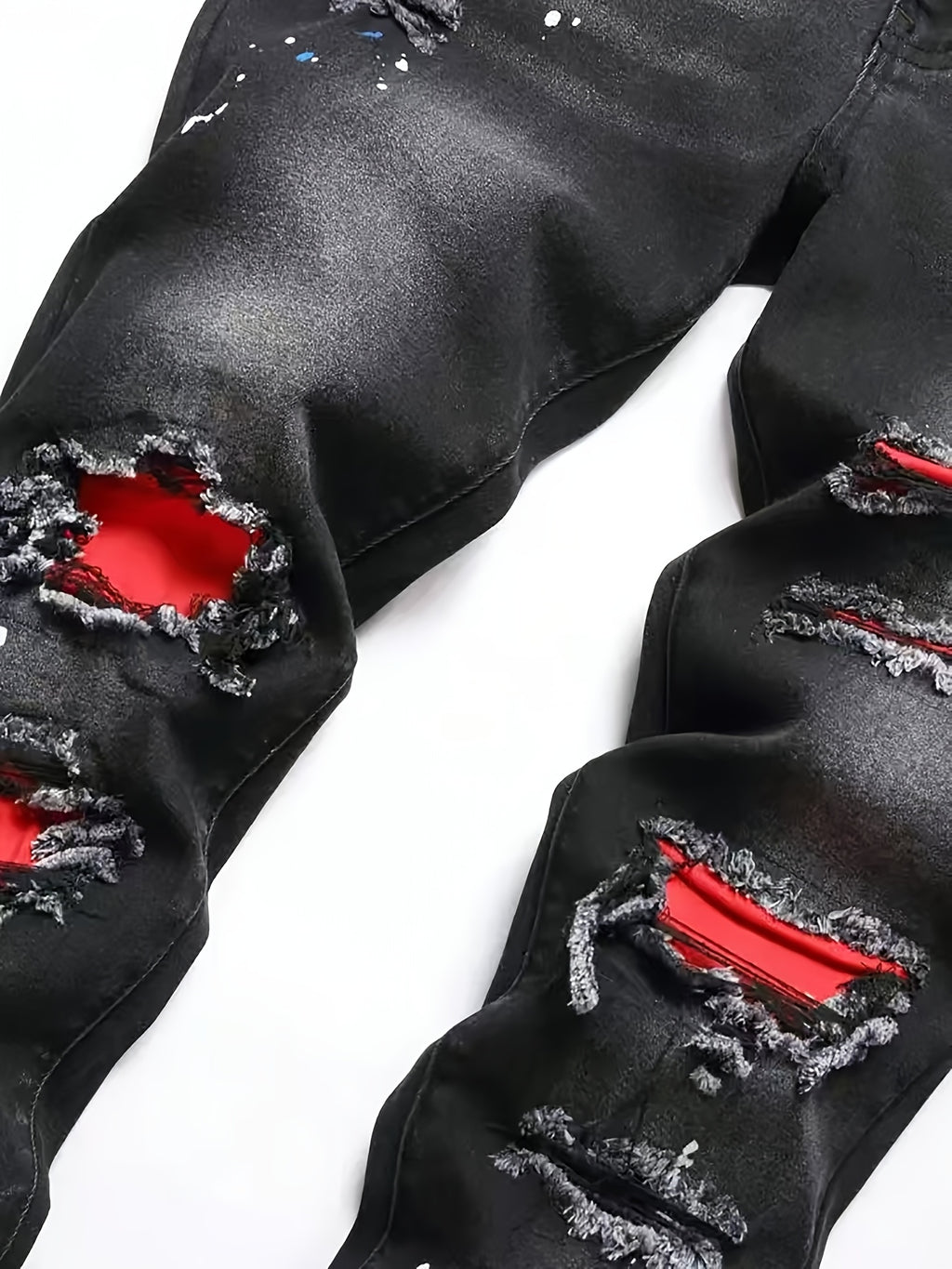 Men'S All-Season Casual Denim Jeans, G12# Black, Geometric-Pattern Washed Fabric, 63.7% Cotton, 34.3% Polyester, 2% Spandex, Regular Fit, Slight Stretch, 422g\u002Fm² Fabric Weight