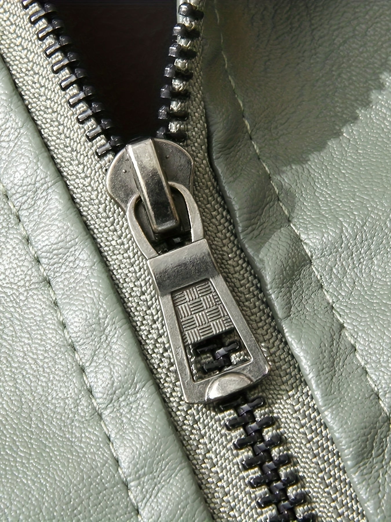 PUPU PU Leather Men's Big & Tall Casual Jacket - Light Green PU Leather Windproof Motorcycle Style with Zipper Closure, Polyester Lining & Side Pockets, Regular Fit for Spring\u002FFall Outdoor Hiking & Casual Wear, Durable Fashion