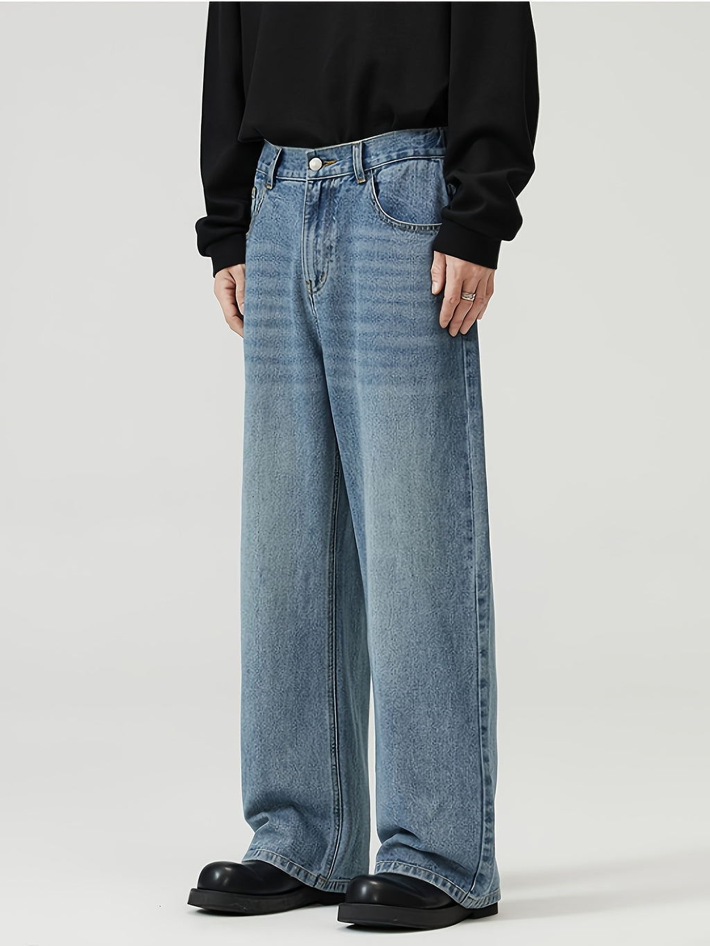 American Street Style Men's Korean Version Straight Jeans