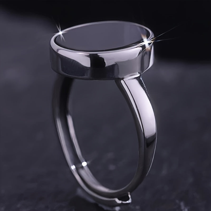 925 Silver, Men's fashionable wide face ring, simple round ring with adjustable opening ring, suitable for party activities, suitable for daily wear and various occasions, the best gift for lovers on Valentine's Day