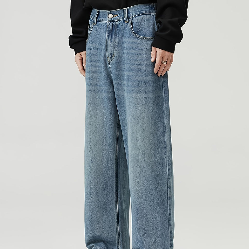 American Street Style Men's Korean Version Straight Jeans