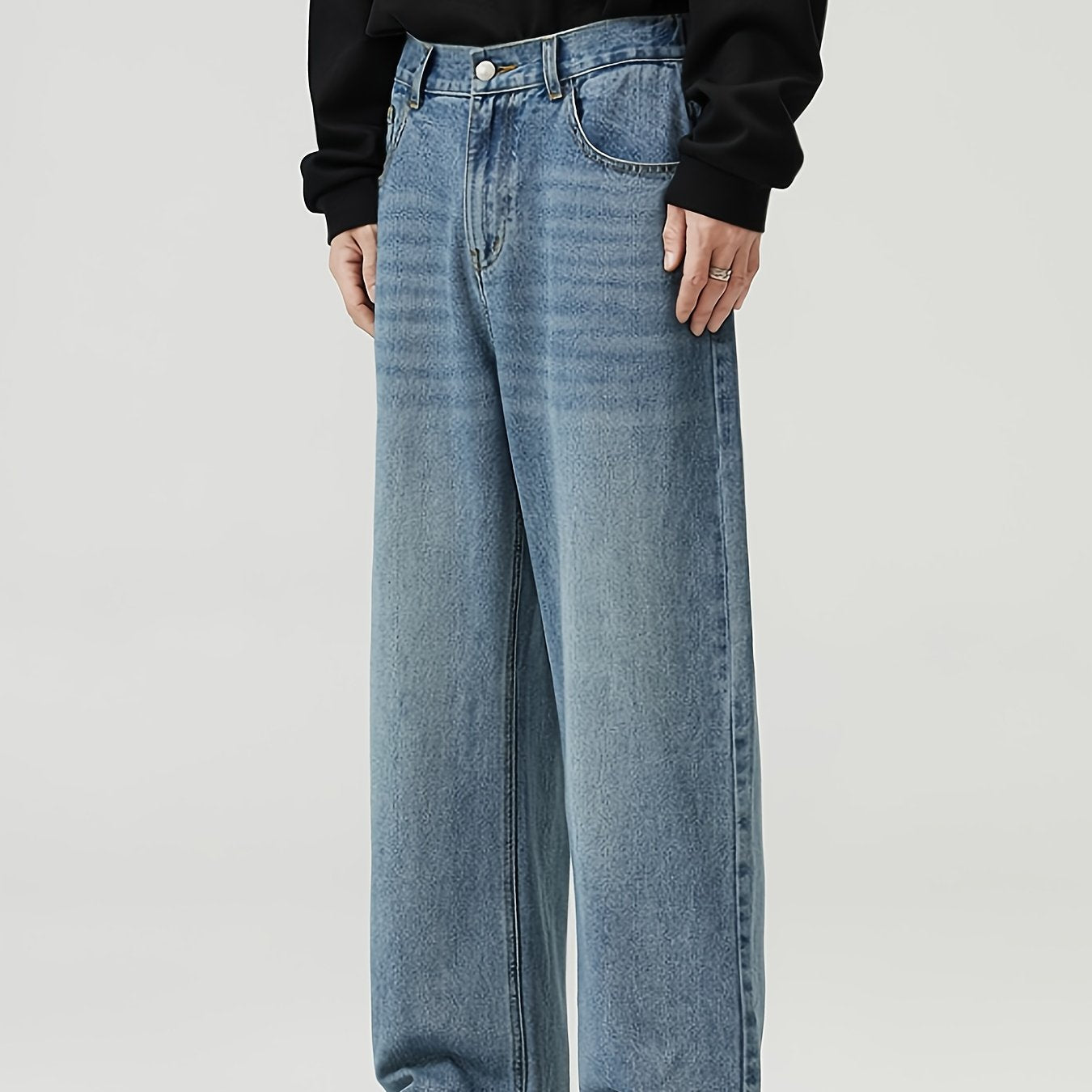 American Street Style Men's Korean Version Straight Jeans