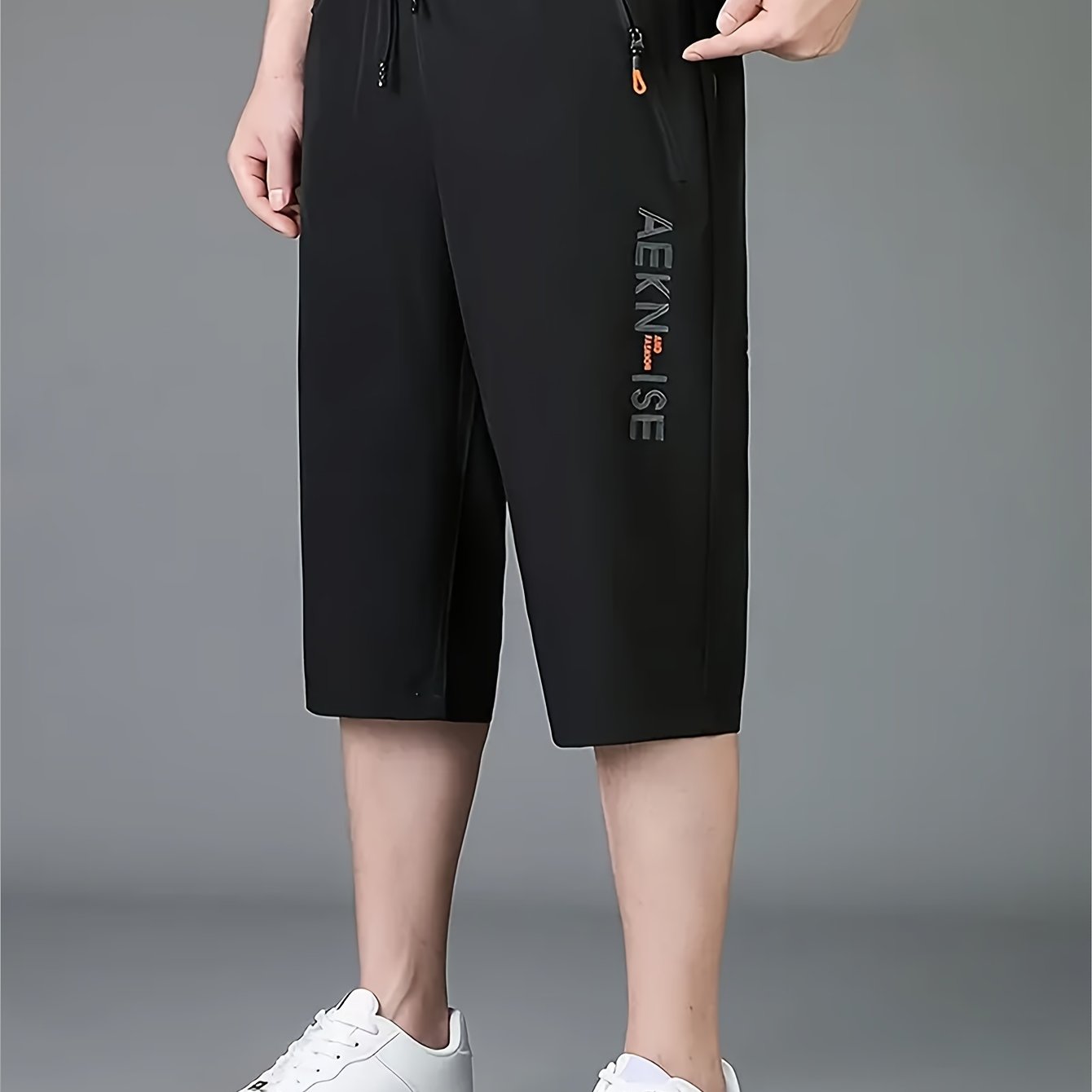 1pc Ice Slippy Fiber Fabric Casual Men's Quick-Dry Five-Pocket Summer Shorts Suitable for Running, Fitness, Basketball, etc