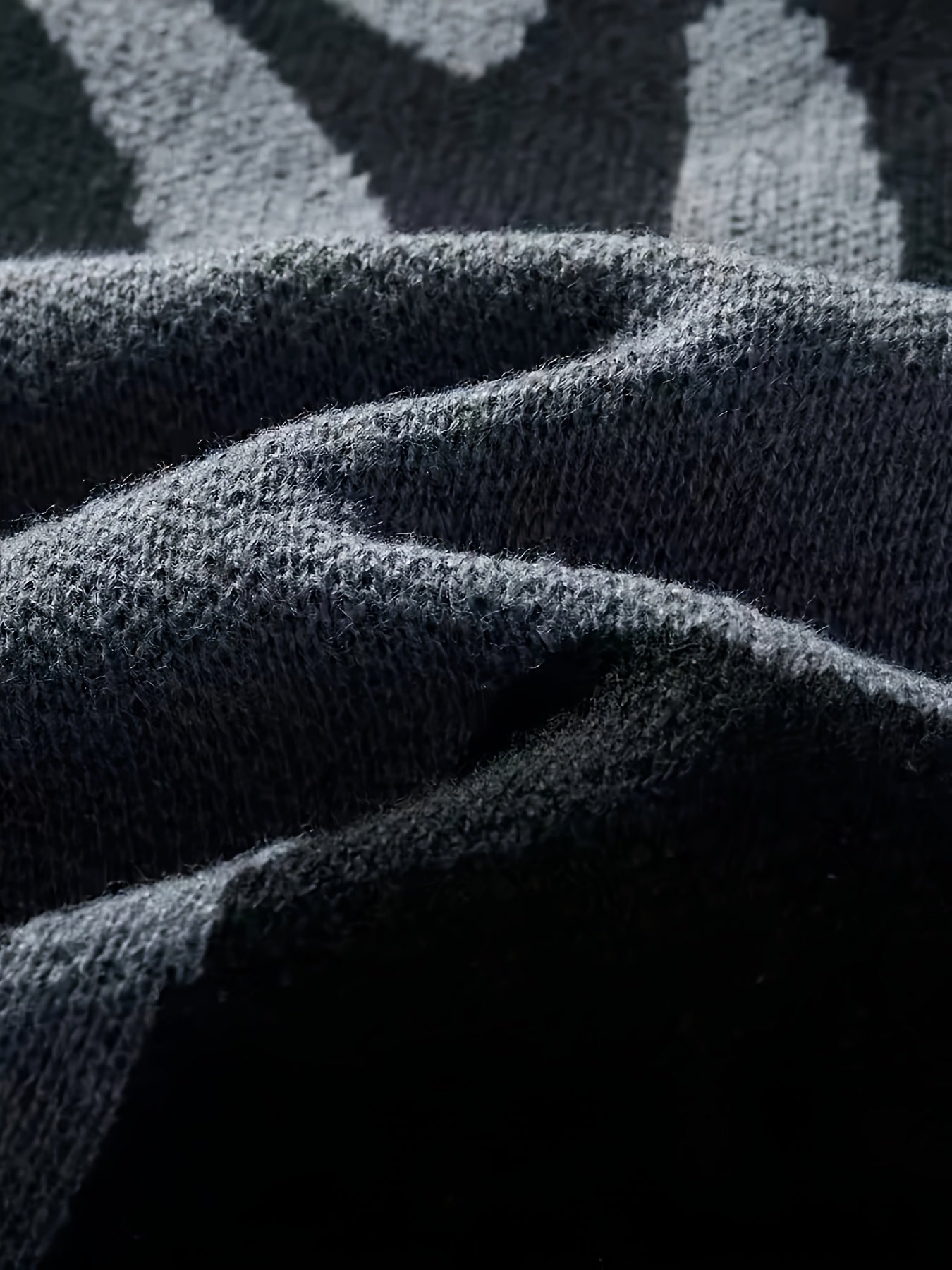 Pull décontracté à col rond pour homme, motif géométrique en tricot, 100 % polyester, légèrement extensible, coupe standard pour l'automne\u002Fhiver, épais