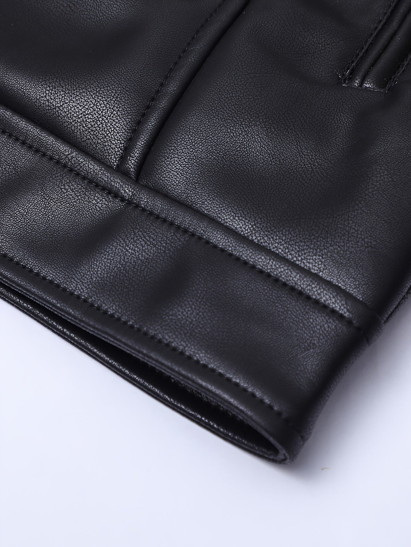 Men's PU Leather Motorcycle Jacket with Stand Collar, Multiple Pockets & Zipper Closure - Casual Workwear Style for All-Season Riding & Daily Wear, Motorcycle Riding Gear, Daily Wear Jacket, Zipper Closure Jacket, Functional Design