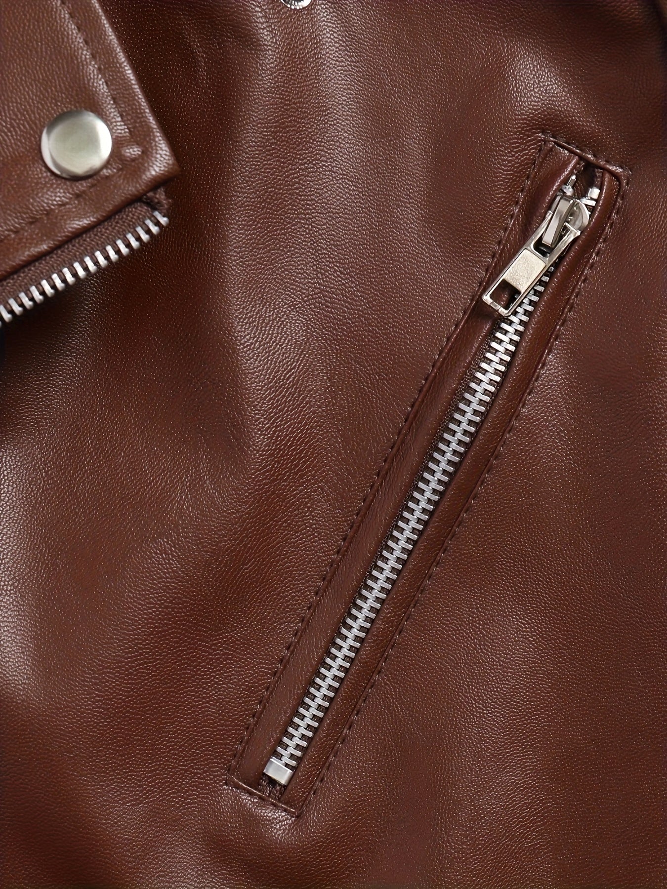 Men'S Fitted Motorcycle-Style PU Faux Leather Jacket