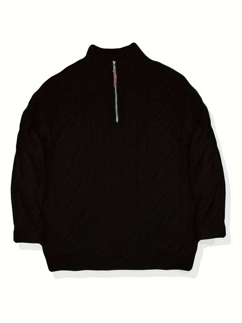 Pull Homme Décontracté Uni - Lavable en Machine, Élasticité Moyenne, Col et Fermeture 1\u002F4 Zip, Coupe Regular pour Automne\u002FHiver, Confort Chaud Quotidien, Encolure Élégante