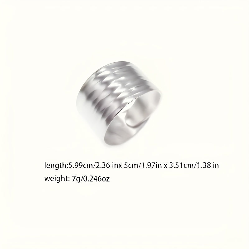 Elegant 925 Silver Hand-hammered Wide Ring, Adjustable Ring for Women, Wide Face Ring for Men, Retro And Simple, Suitable for Daily Party Wear, Birthday, Mother's Day, Father's Day, Valentine's Day, Graduation Gift