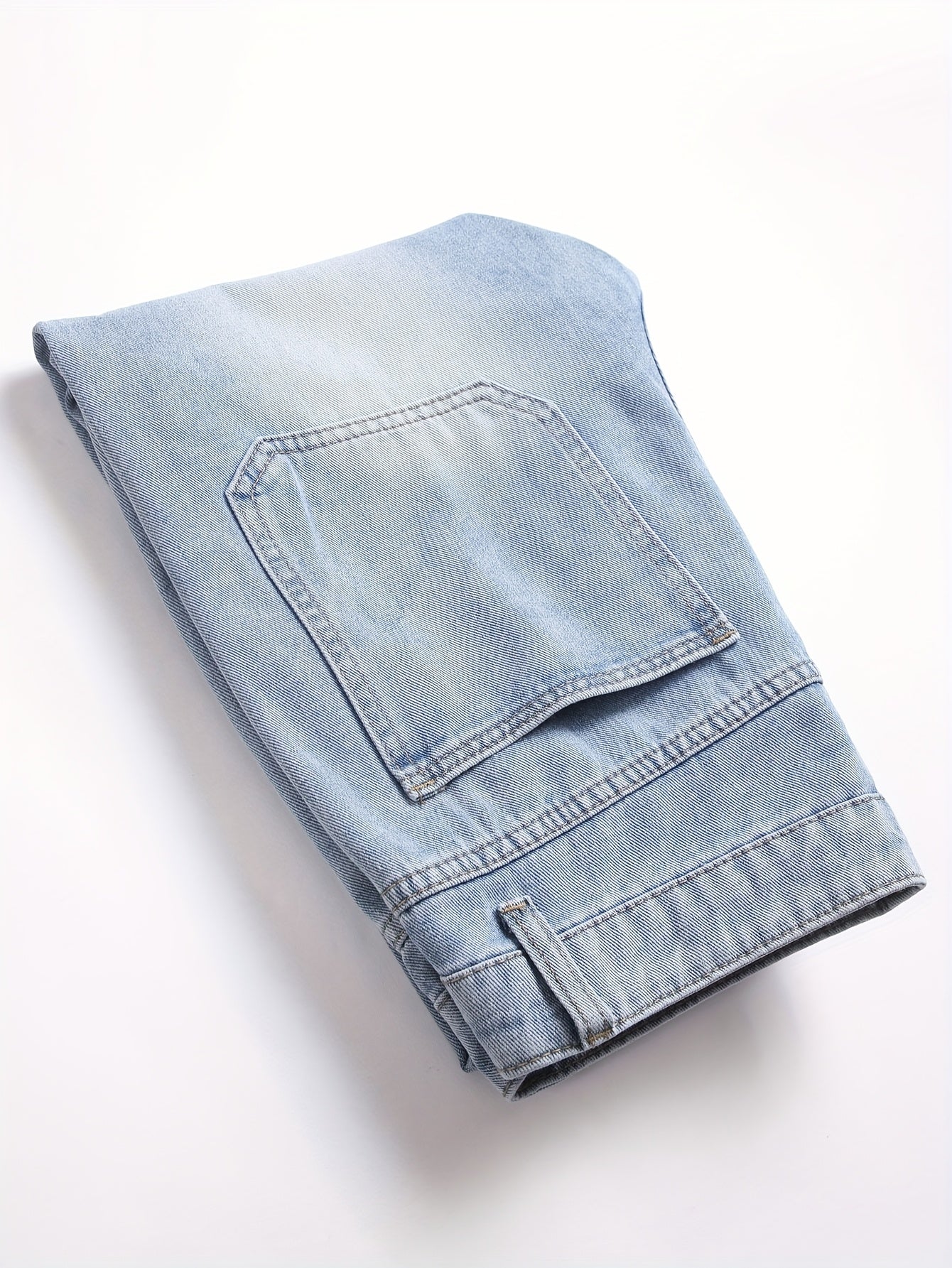 Men'S Casual Straight-Leg Jeans - Mid-Rise, Non-Stretch Denim, Machine Washable, Smooth Fabric, All-Season Comfort, Classic Blue Washed Design for Casual Attire, Comfortable Fashion, Fashionforward Jeans, Durable Fabric