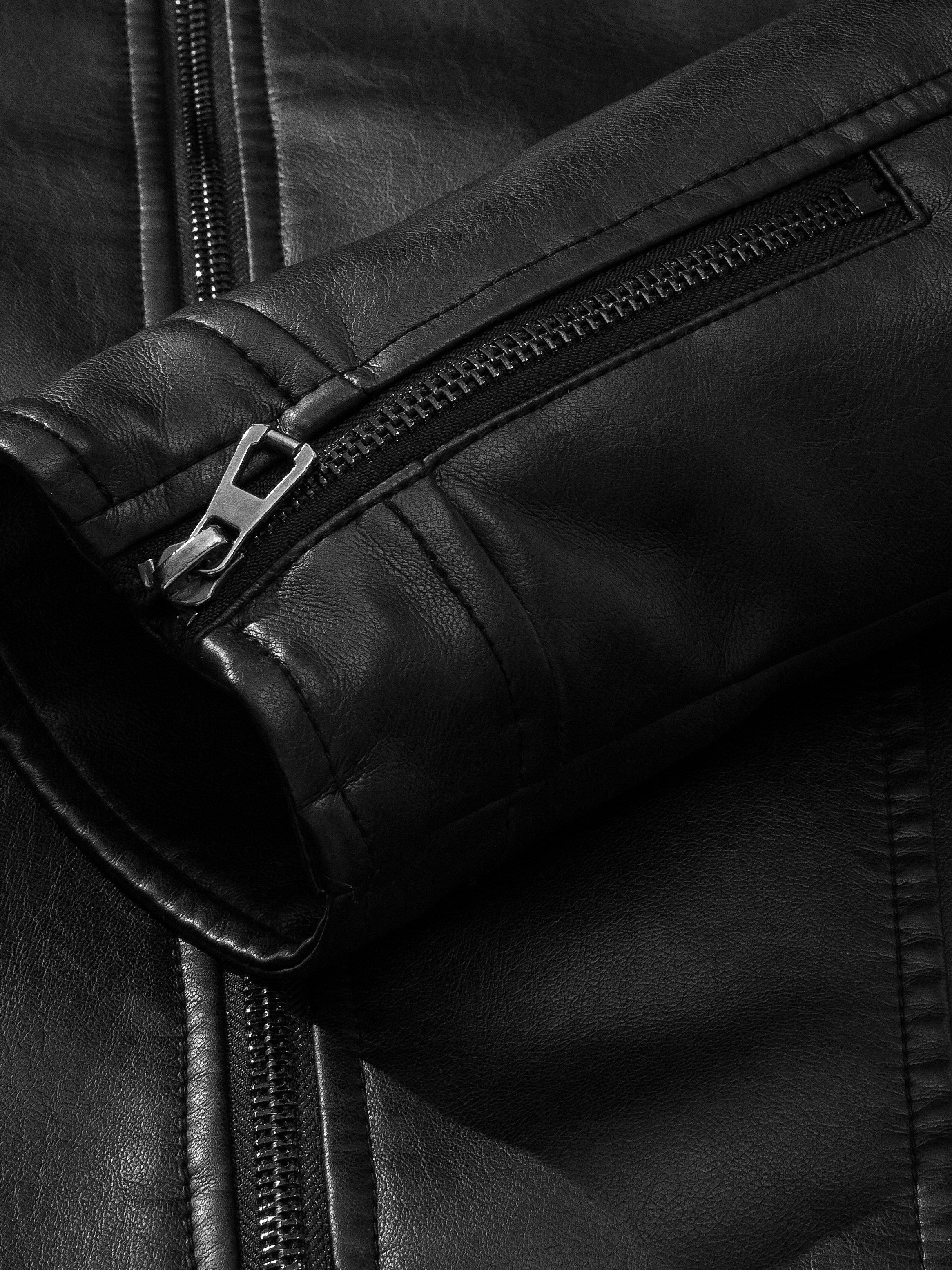 Men's casual PU Leather jacket, autumn and winter fashionable zipper velvet lining motorcycle suit with velvet jacket