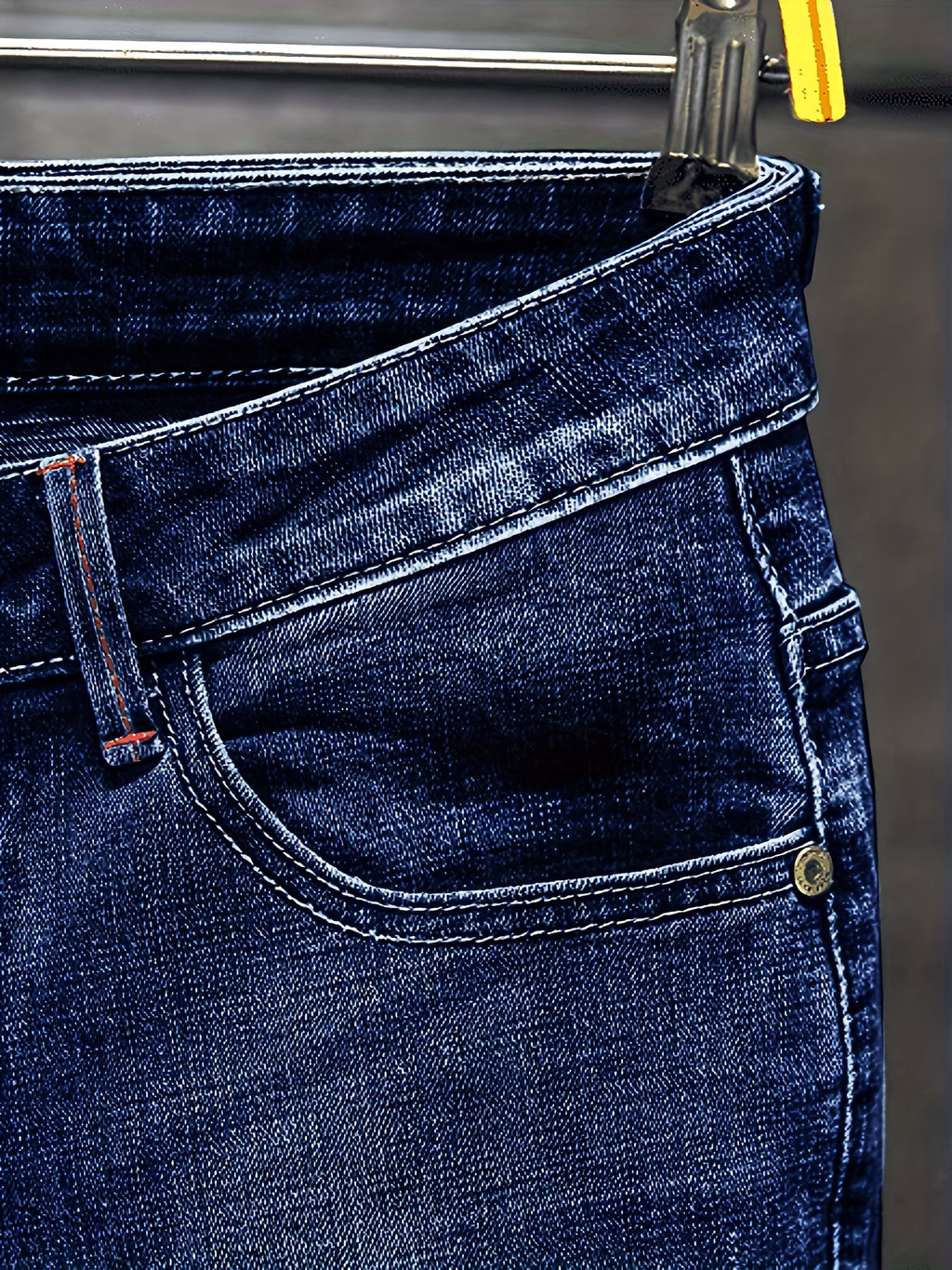 Men's Casual Regular Jeans, Street Style Chic Stretch Denim Pants