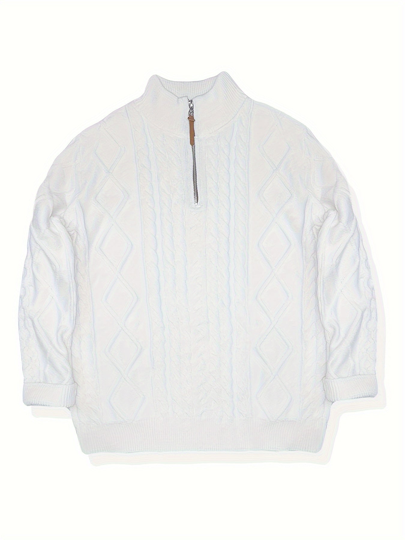 Pull Homme Décontracté Uni - Lavable en Machine, Élasticité Moyenne, Col et Fermeture 1\u002F4 Zip, Coupe Regular pour Automne\u002FHiver, Confort Chaud Quotidien, Encolure Élégante