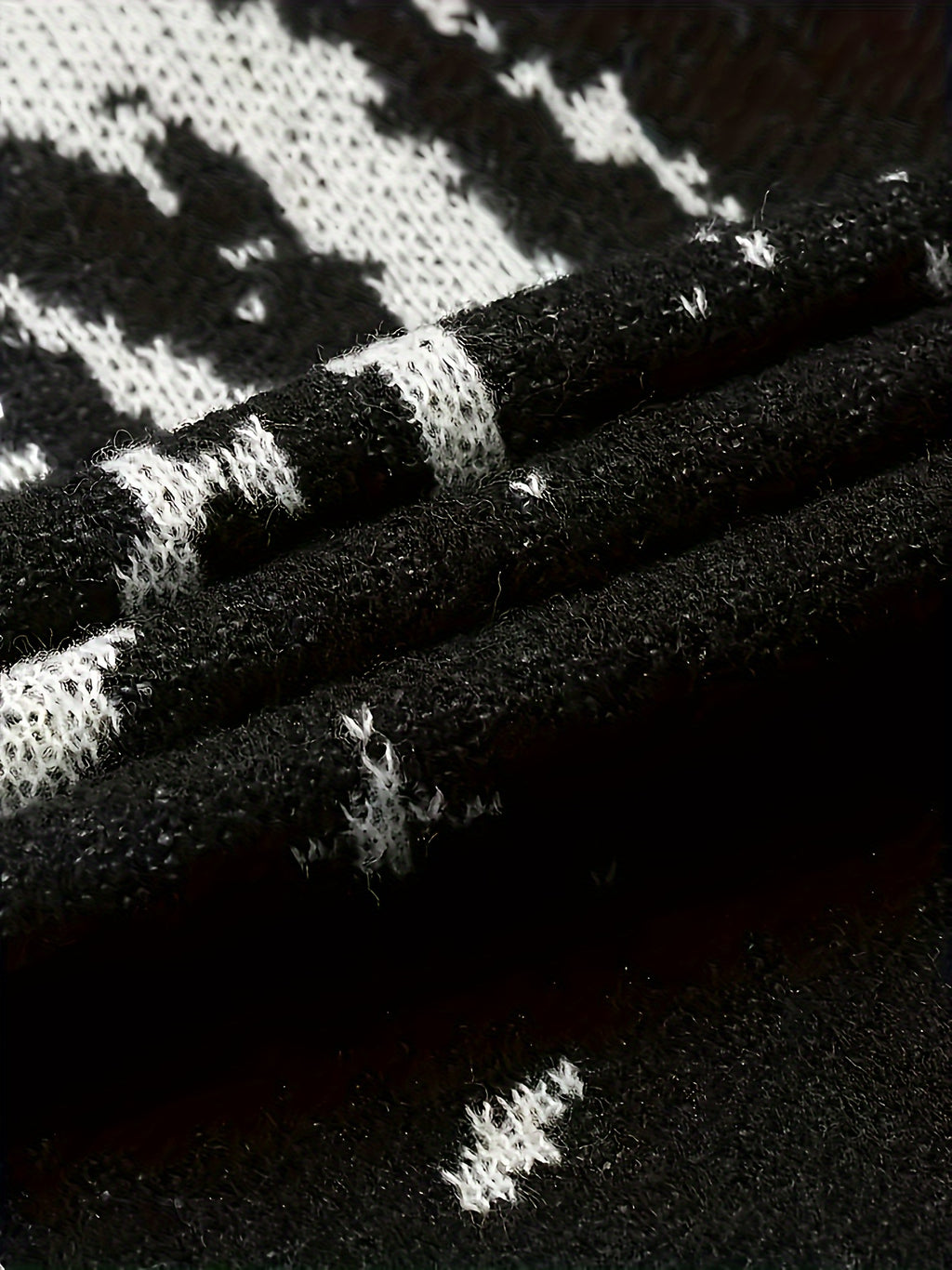 Pull-over Décontracté Homme Grande Taille Col Rond Tricoté Motif Ciel Étoilé à Ourlet Effet Détaché avec Franges, Univers en Stretch Chaud - PLUS SIZE