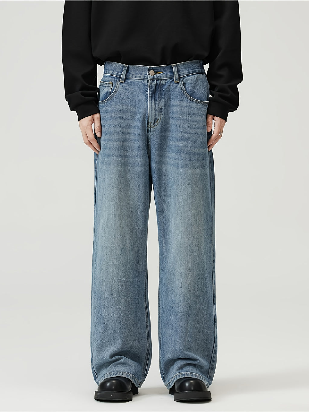 American Street Style Men's Korean Version Straight Jeans