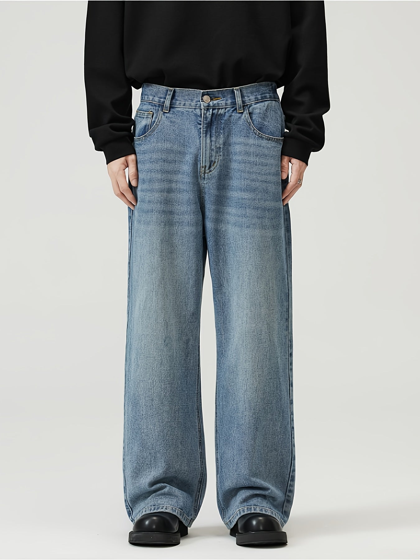 American Street Style Men's Korean Version Straight Jeans