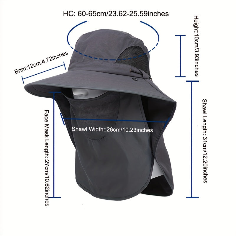 1pc Men'S Oversized Bucket Hat with Sun Protection, Wide Brim, Breathable Polyamide Fabric, Ideal for Summer Outdoor Activities - Fishing, Hiking, and Sports, Outdoor Gear | Stylish Headgear | Comfortable Fit