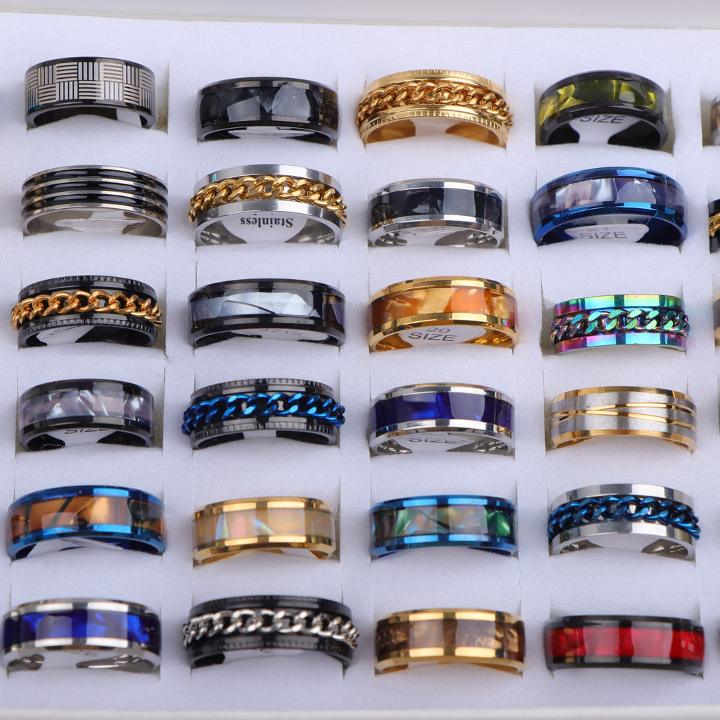 20\u002FPack Fashion Casual Trend Stainless Steel Men And Women Mixed Rings, Daily And Party Rings, Accessories, Jewelry Rings