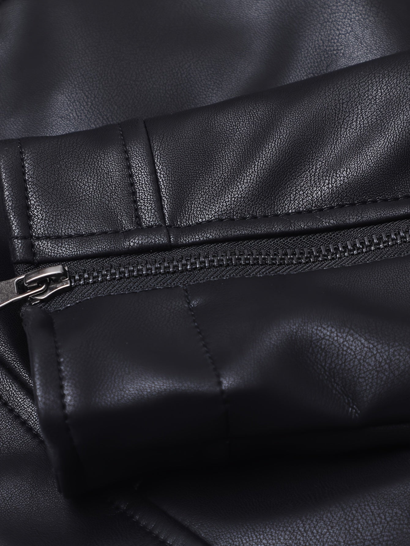 Men's PU Leather Motorcycle Jacket with Stand Collar, Multiple Pockets & Zipper Closure - Casual Workwear Style for All-Season Riding & Daily Wear, Motorcycle Riding Gear, Daily Wear Jacket, Zipper Closure Jacket, Functional Design