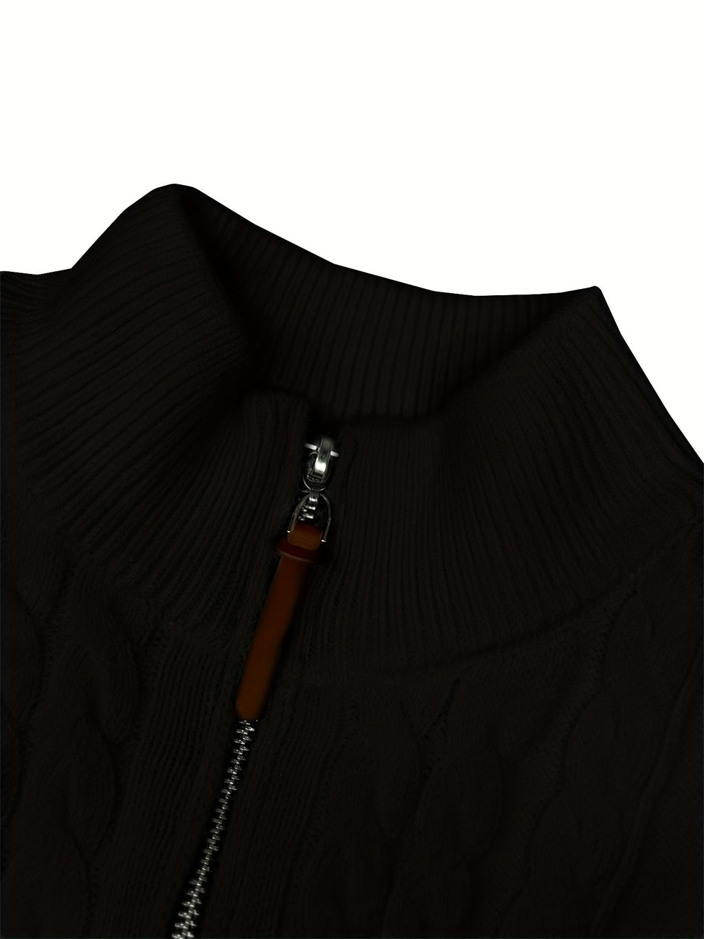 Pull Homme Décontracté Uni - Lavable en Machine, Élasticité Moyenne, Col et Fermeture 1\u002F4 Zip, Coupe Regular pour Automne\u002FHiver, Confort Chaud Quotidien, Encolure Élégante