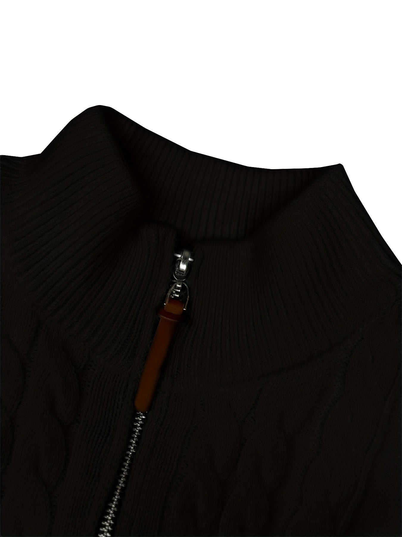 Pull Homme Décontracté Uni - Lavable en Machine, Élasticité Moyenne, Col et Fermeture 1\u002F4 Zip, Coupe Regular pour Automne\u002FHiver, Confort Chaud Quotidien, Encolure Élégante