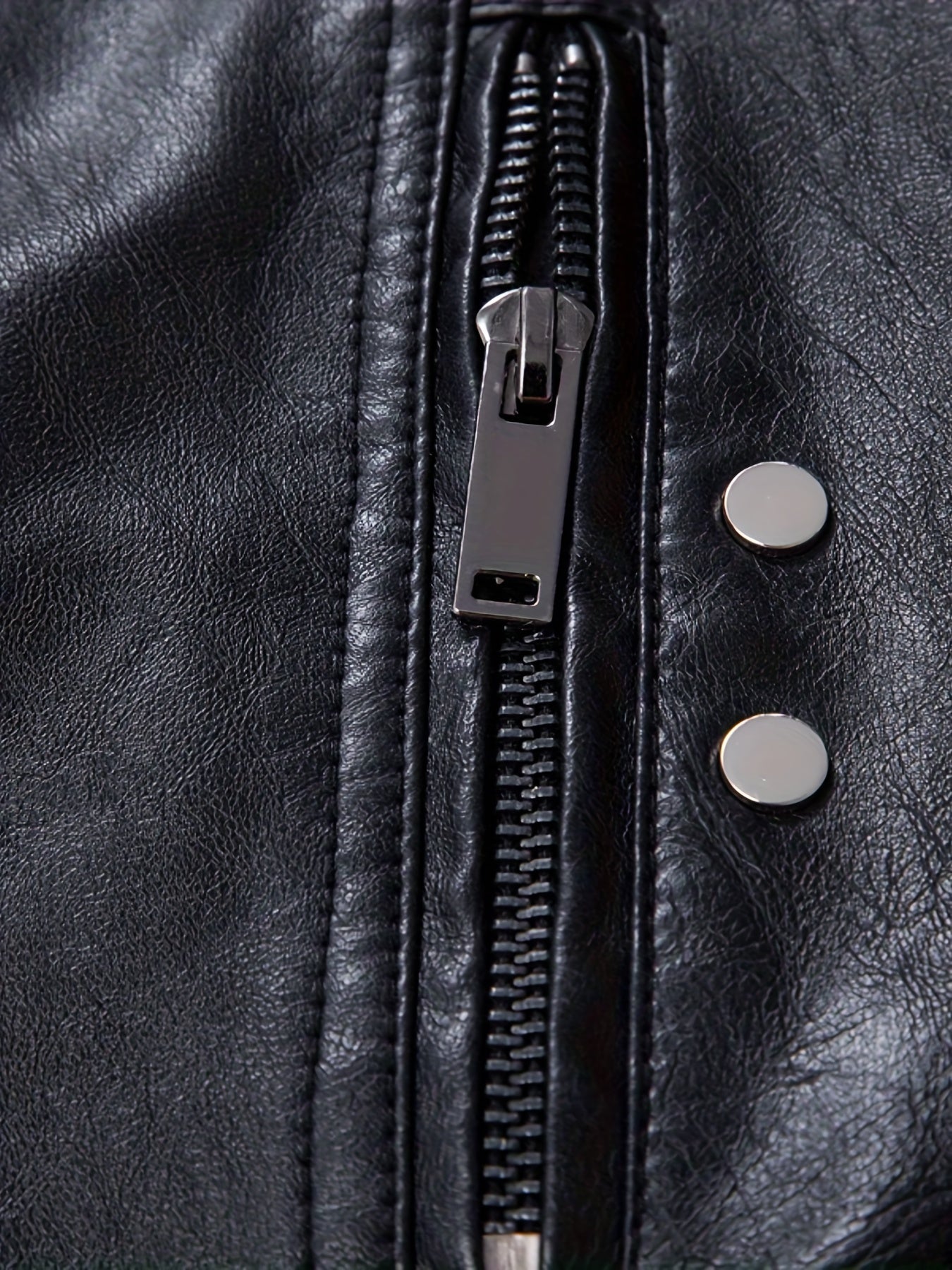 Men'S Casual Stand Collar Zipper Faux Leather Jacket, Fashion Motorcycle Style, Suitable for Street Outdoor And Riding Wear