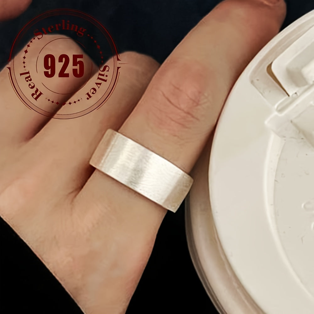 1pc Simple Wide Face Ring in Pure Silvery 925, Suitable for Men and Women, Daily Party Matching Approx. 4.52g