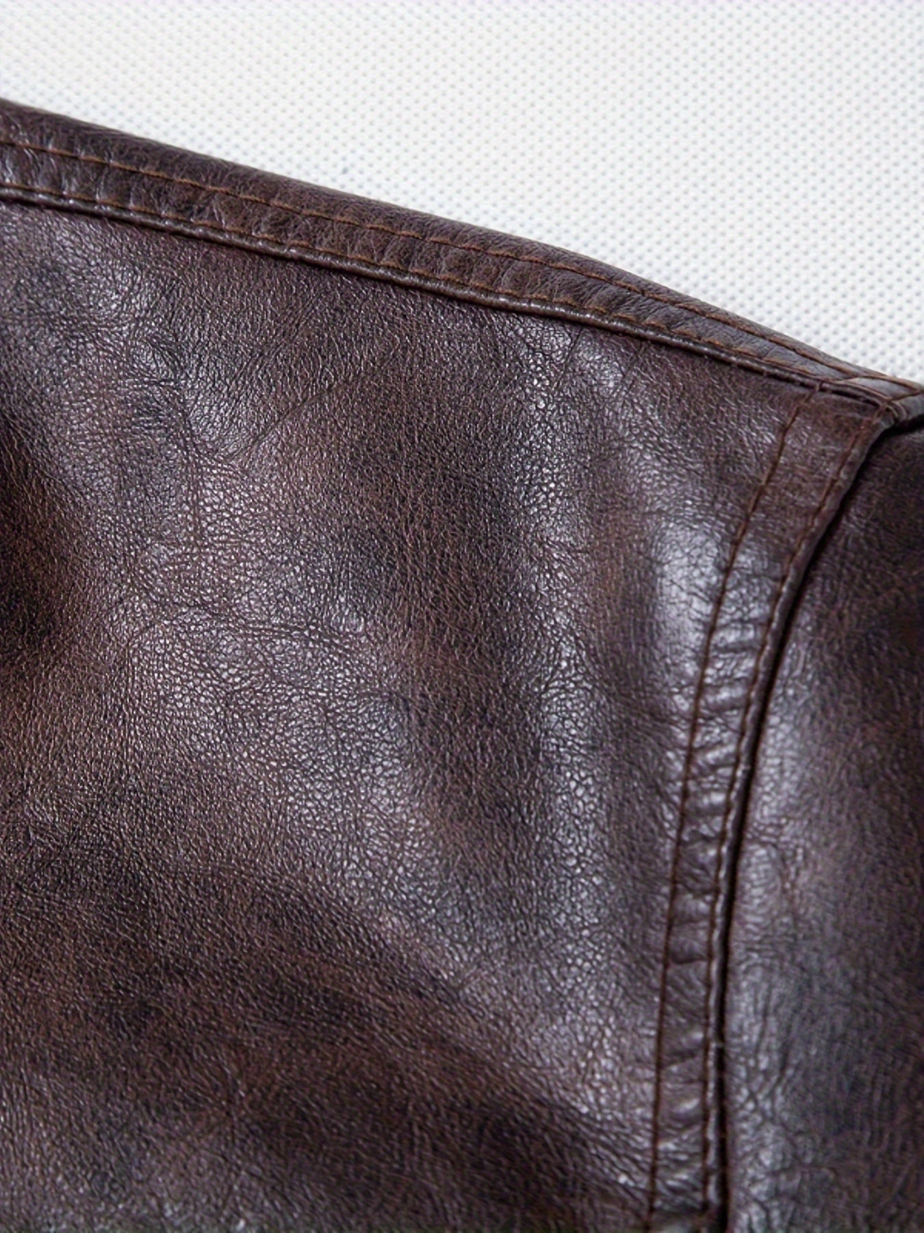 Men'S Casual Stand Collar Zipper Faux Leather Jacket, Fashion Motorcycle Style, Suitable for Street Outdoor And Riding Wear