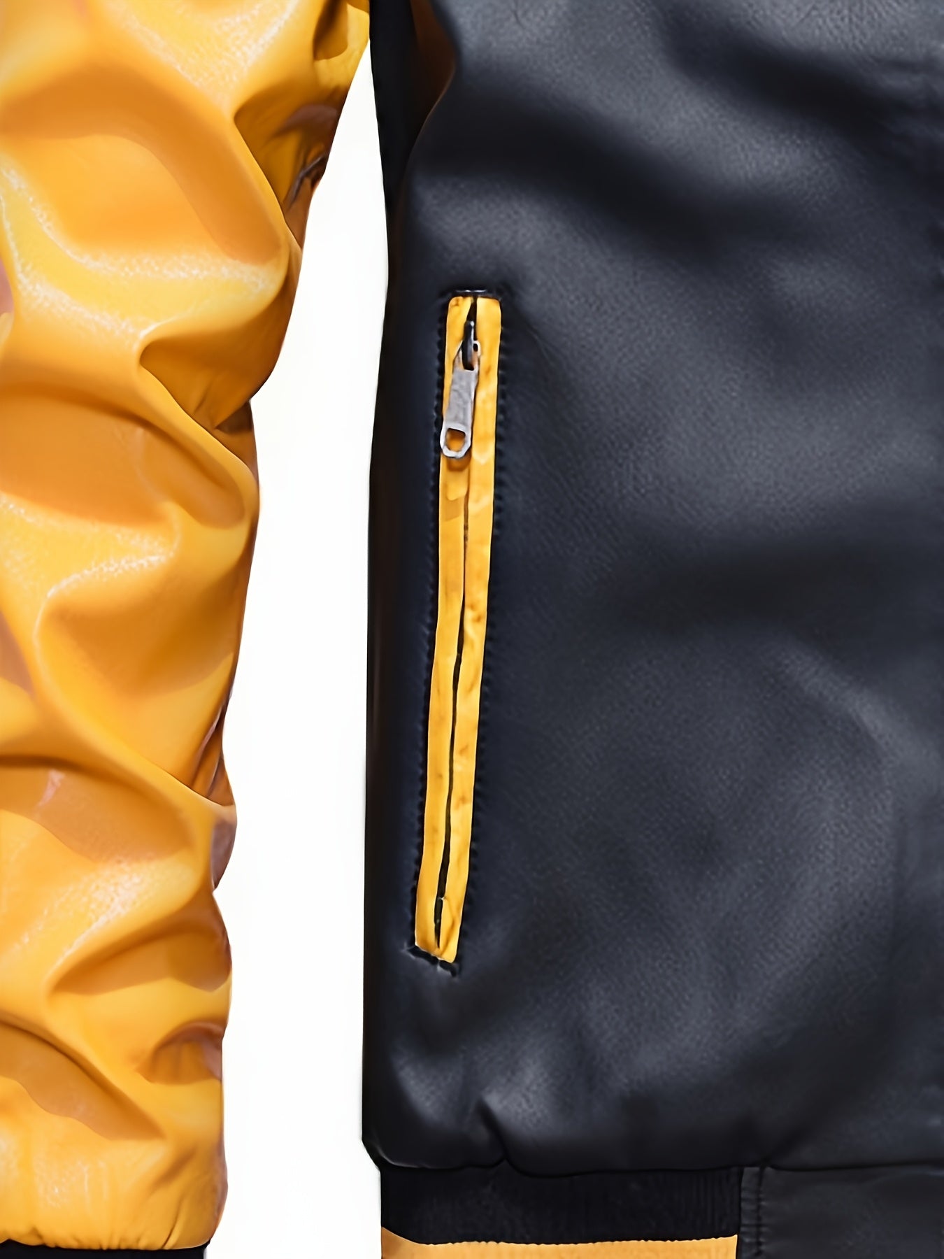 Men's PUPU PU Leather Jacket, Men's Motorcycle PUPU PU Leather Jacket, Fashion Letter PUPU PU Leather Jacket