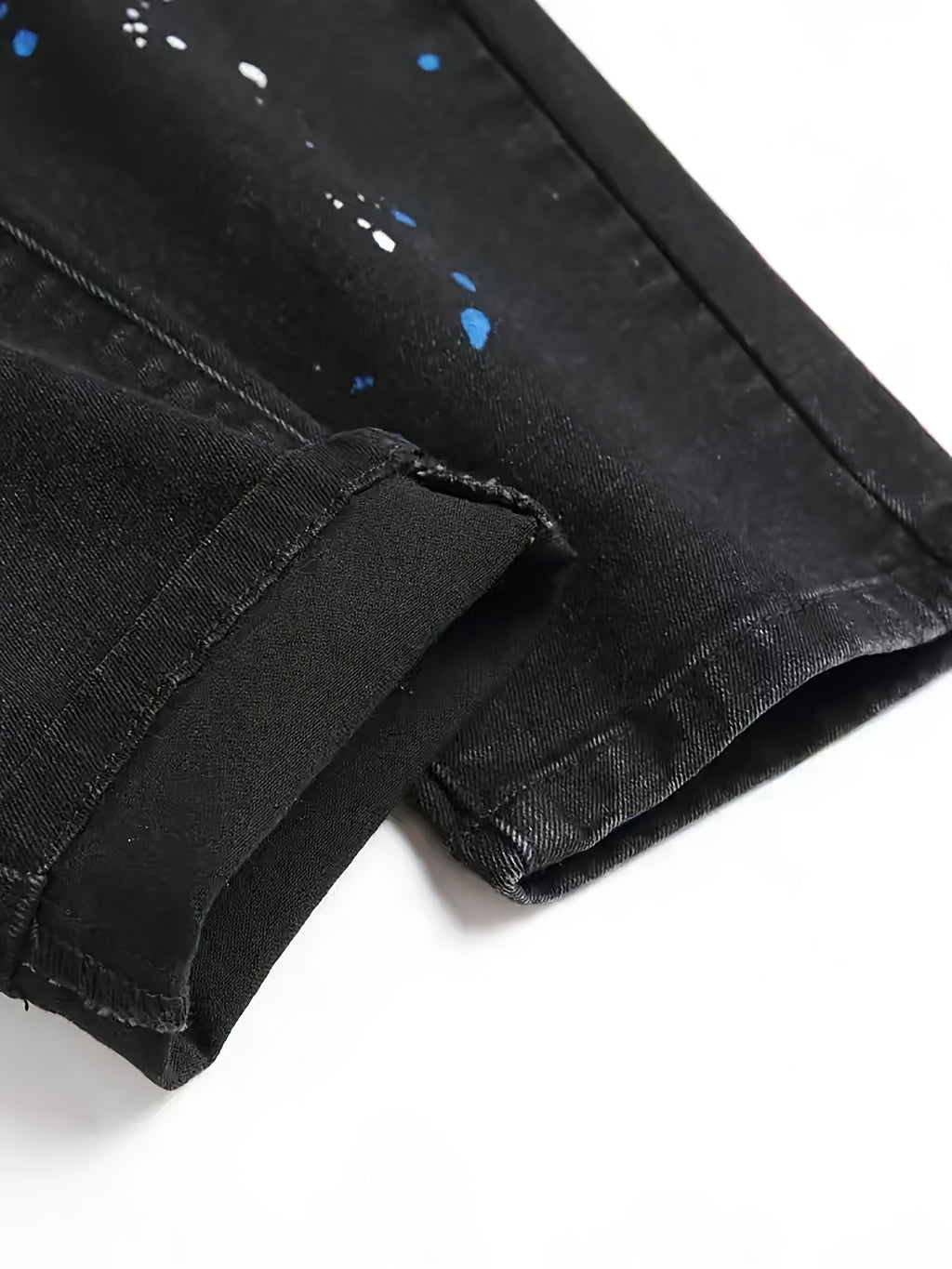 Men'S All-Season Casual Denim Jeans, G12# Black, Geometric-Pattern Washed Fabric, 63.7% Cotton, 34.3% Polyester, 2% Spandex, Regular Fit, Slight Stretch, 422g\u002Fm² Fabric Weight