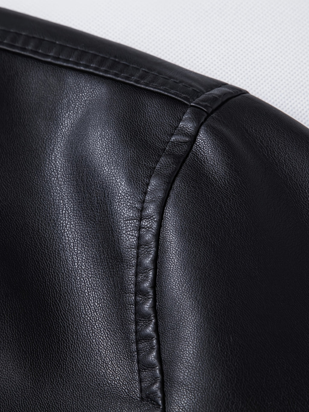 Men's Slim-Fit PU Leather Jacket with Stand-Up Collar - Black Softshell Zipper Front Casual Streetwear Coat, High-Quality Polyester Lining for Autumn Winter