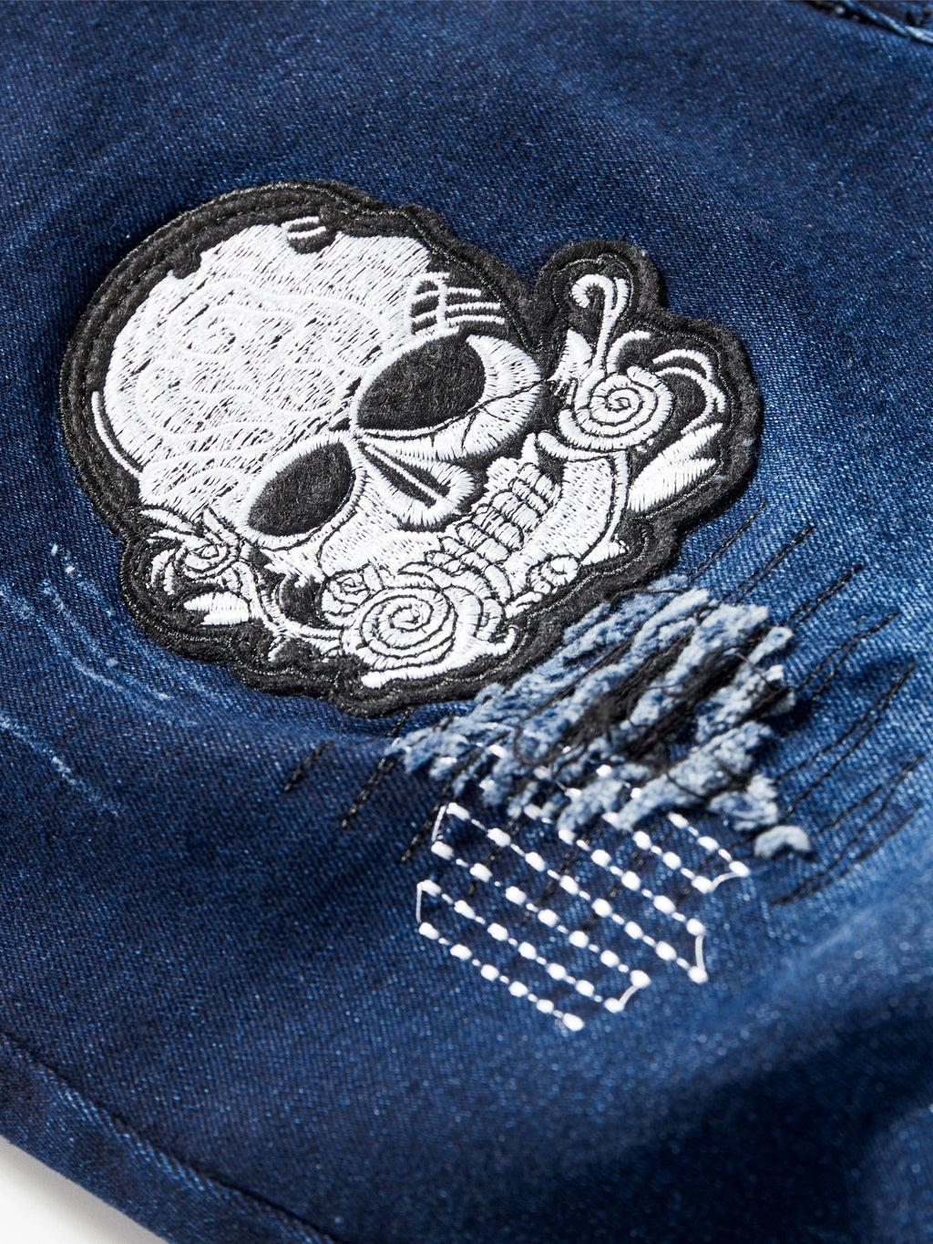 Men's Halloween Patchwork Jeans, Casual Street Style Medium Stretch Denim Pants