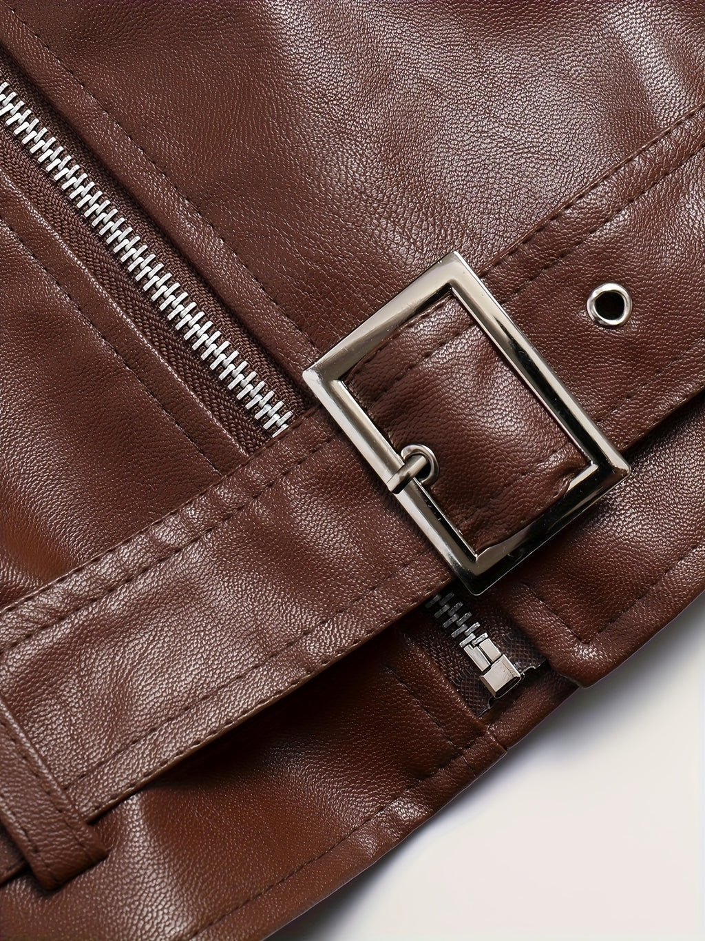 Men'S Fitted Motorcycle-Style PU Faux Leather Jacket