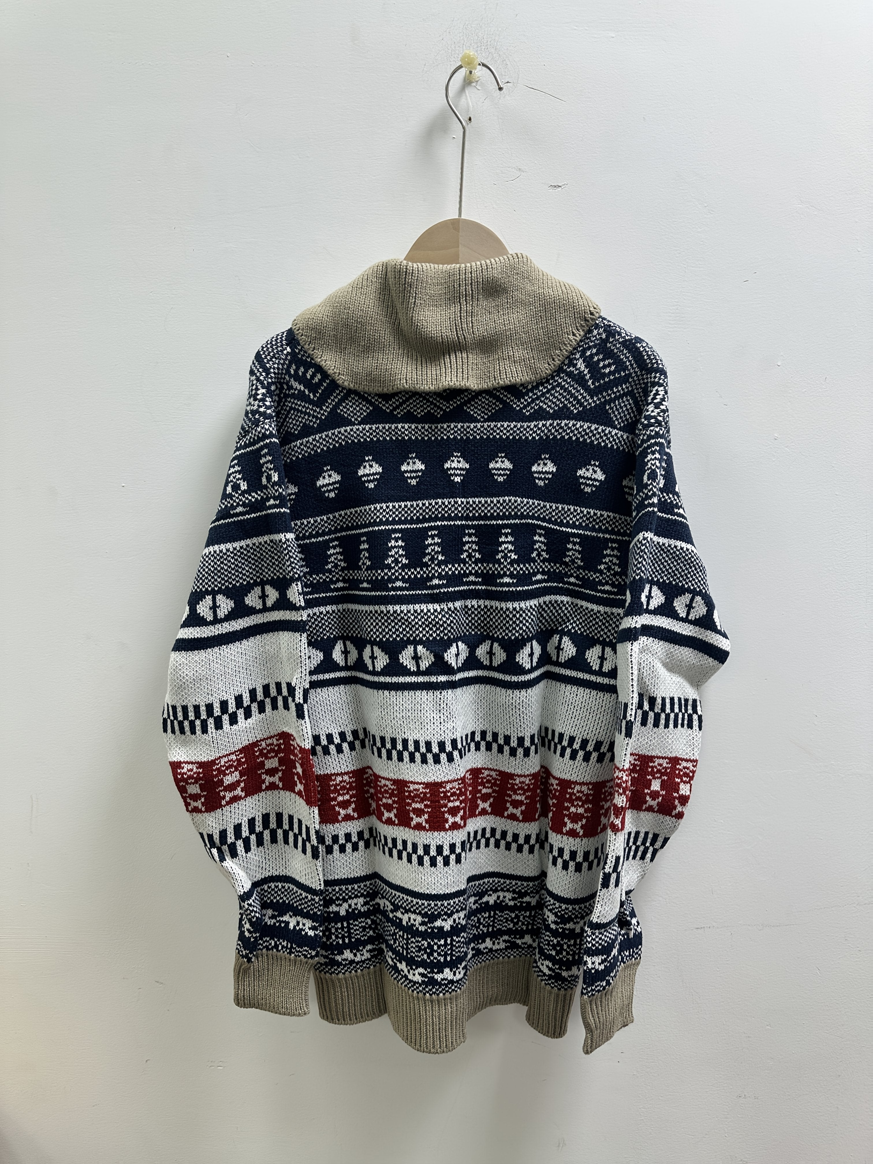 Pull à manches longues décontracté pour homme - Bleu marine avec motif de vacances, coupe ample, col rond, mélange de polyester, vêtements d'automne et d'hiver, pull de vacances | Cardigan à motif | Mélange de polyester, tricot