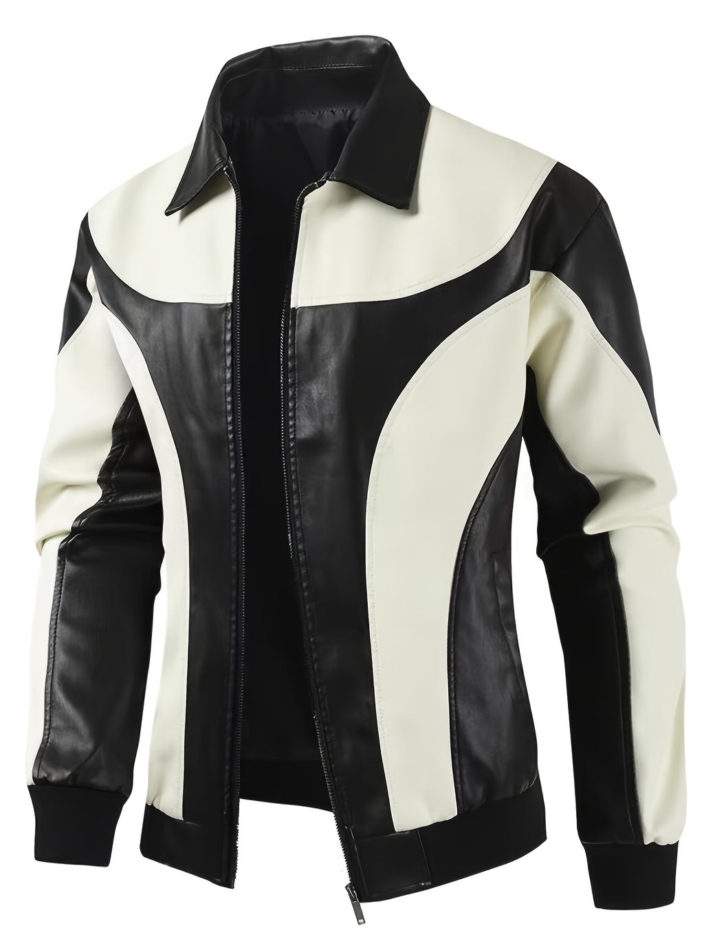Men's Casual PU Leather Jacket, Chic Street Style Faux Leather Jacket For Fall Winter, K-pop