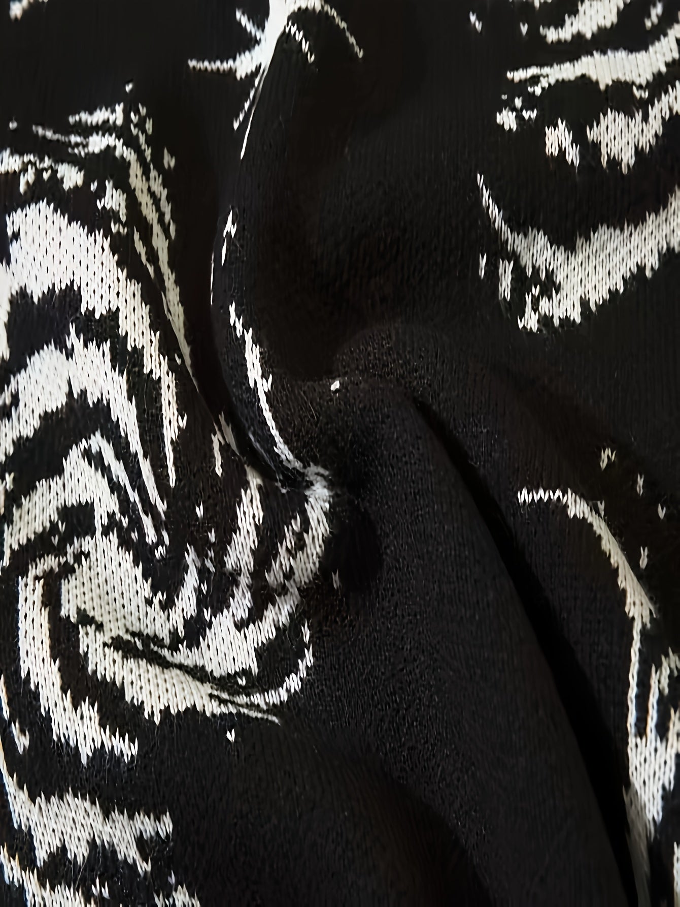 Pull-over Décontracté Homme Grande Taille Col Rond Tricoté Motif Ciel Étoilé à Ourlet Effet Détaché avec Franges, Univers en Stretch Chaud - PLUS SIZE