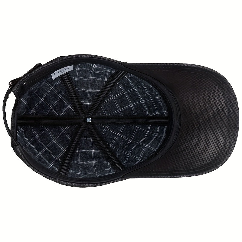 New Arrival - Stylish Plaid Baseball Cap for Women & Men | Genuine Leather Trimmed | Breathable Mesh Back | Adjustable Fit | Sun Protection | Versatile Fashion Accessory, Baseball Ca