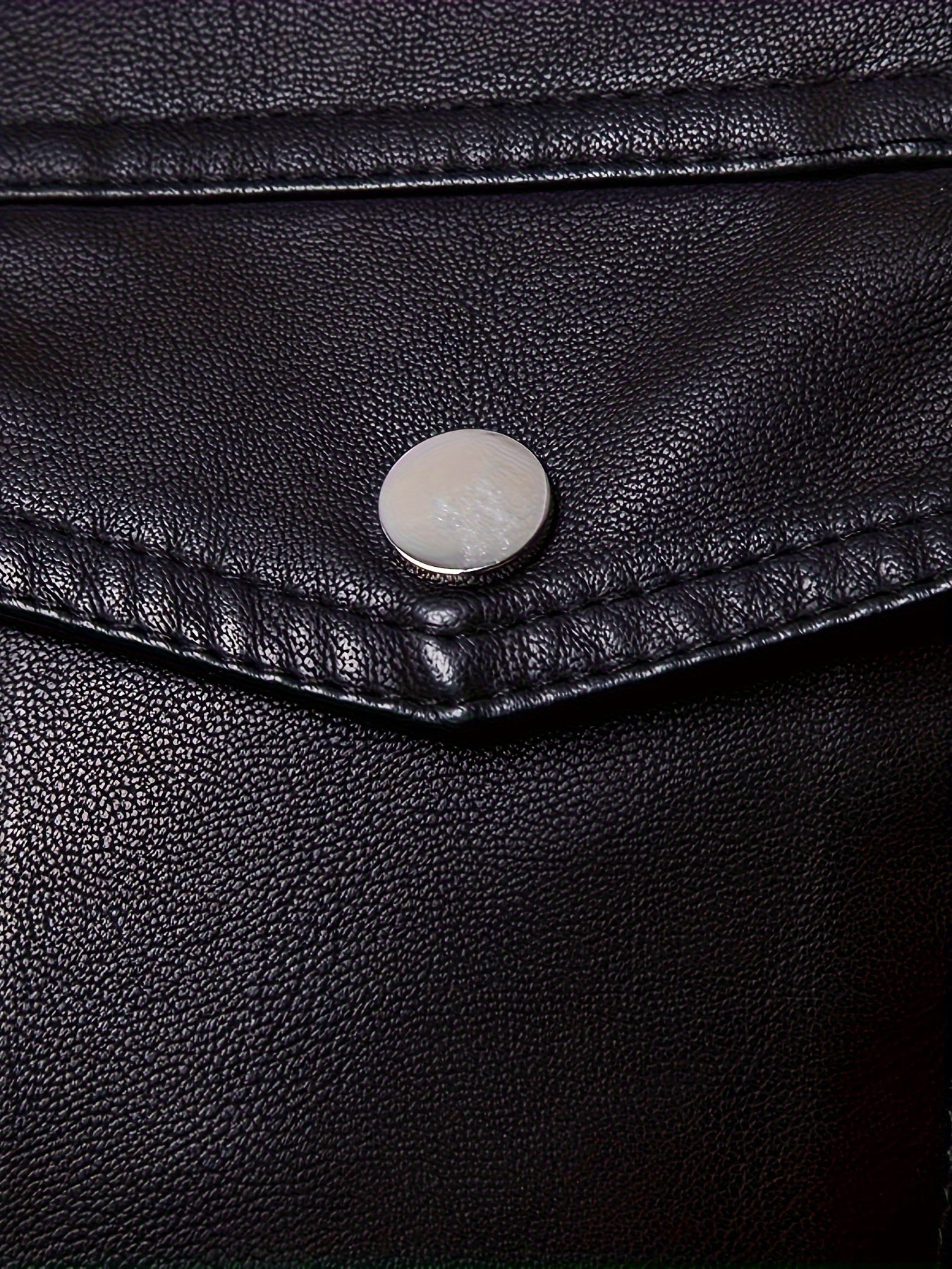 Men's Slim-Fit PU Leather Bomber Jacket with Zipper Closure, Adjustable Stand-Up Collar & Pockets - Black Casual Motorcycle Coat for Autumn Winter, Casual Attire | Durable Outerwear