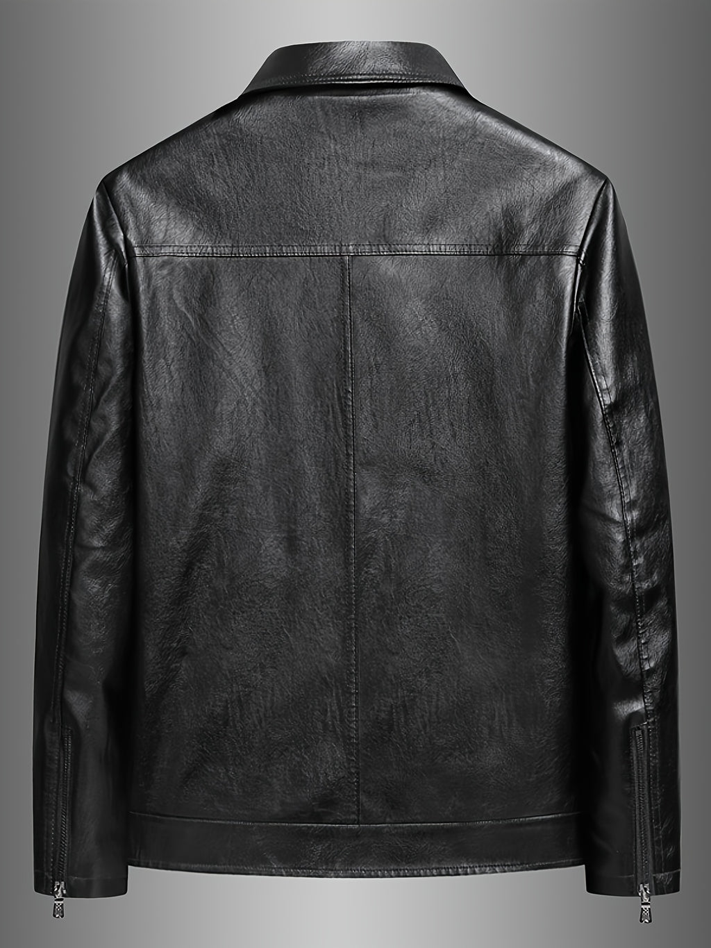 PUPU PU Leather Men's Big & Tall Casual Jacket - Light Green PU Leather Windproof Motorcycle Style with Zipper Closure, Polyester Lining & Side Pockets, Regular Fit for Spring\u002FFall Outdoor Hiking & Casual Wear, Durable Fashion